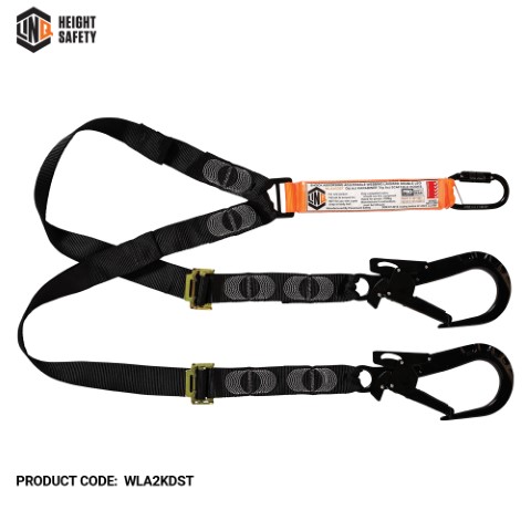 LINQ WEBBING LANYARD ADJUST DBL LEG 1X D.A KARABINER 2X T.A SCAFF HOOK